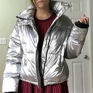 Metallic Silver Puffer Jacket